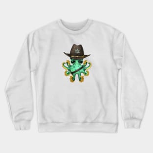 Cute Green Baby Octopus Sheriff Crewneck Sweatshirt